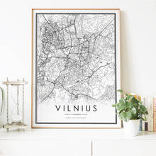 Póster de lona de la ciudad de Vilna para decoración del hogar, cuadro artístico de pared de estilo nórdico, pintura en blanco y negro, decoración del hogar 2024 - compra barato