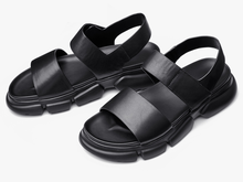 Sandalias romanas de cuero genuino para hombre, zapatos planos de gladiador de cuero suave, de lujo, de playa, color negro 2024 - compra barato