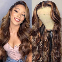 Indian Raw Human Hair Wigs Body Wave Ombre Highlight Bronde Hair 13x4 Lace Frontal Wig PrePlucked 4x4 Lace Closure Wig for Women 2024 - buy cheap