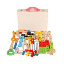Juego de simulación de madera para niños, caja de herramientas con herramientas para el hogar, juguetes de juego de rol, regalo de cumpleaños 2024 - compra barato