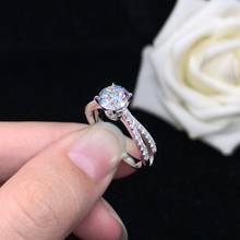 Anel de joias finas 18k, ouro branco sólido, corte redondo de 1.5ct vvs1, promessa anel de noivado para mulheres, alta qualidade 2024 - compre barato