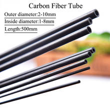 Tubo de fibra de carbono para avión DIY, varilla fija redonda de refuerzo, diámetro exterior de 2-10mm, diámetro interior de 1-8mm, longitud de 500mm, 10 Uds. 2024 - compra barato