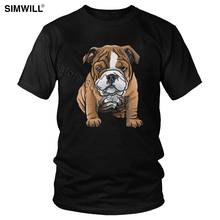 Bulldog Puppy T Shirts Men Cute Short Sleeved Pure Cotton T-Shirts Round Neck British Dog Tees Streetwear Slim Fit Tshirt Gift 2024 - buy cheap