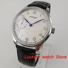 Parnis relógio mecânico manual 44mm, relógio com ponteiro branco 17 joias 6497 movimento de enrolamento manual para homens 2024 - compre barato