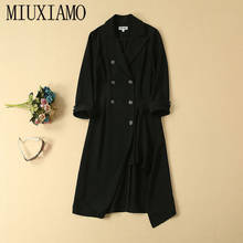 MIUXIMAO 2021 Spring&Summer Newest Elegant Full Sleeve Solid Casual Black Midi Dress Women Vestidos 2024 - buy cheap