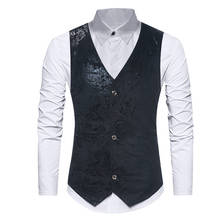 Mens Black Paisley Suit Vest Gilet Homme 2021 Brand New Slim Fit Sleeveless Vest Waistcoat Men Business Formal Dress Vest Male 2024 - buy cheap