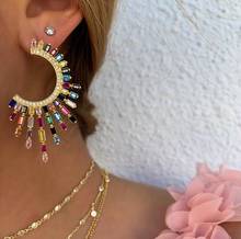 luxury flower  Shape Long Earrings  Cubic Zirconia Women Wedding Big Stud Earrings Bijoux 2024 - buy cheap
