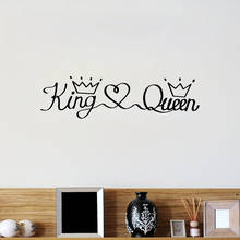 Decoração de parede romântica king/queen wjwi, adesivo em vinil para quarto, arte e decoração de casa 2024 - compre barato