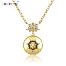 LOUTEEMI Long Pendant Link Chain for Women BIg Round Jewelry With Sunflower AAA Cubic Zircon Paved Necklaces Christmas Gifts 2024 - buy cheap
