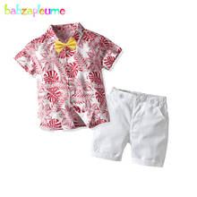 Kids Summer Outfits Toddler Boys Clothes Fashion Gentleman Print Cotton Baby T-shirt+White Shorts Children Clothing Set BC1852-1 2024 - buy cheap