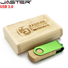 USB JASTER 3,0 de madera de metal giratorio USB con caja usb flash drive tarjeta de memoria USB pen drive 1 GB 2GB 4GB 8GB 16GB 32GB logotipo para fotografía 2024 - compra barato