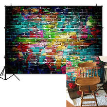 Fondos de fotografía de pared de ladrillo de grafiti colorido para adultos y niños, Fondo de retrato, decoración de fiesta, sesión de fotos, estudio fotográfico 2024 - compra barato