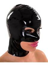 Máscara de látex preto feito à mão com olhos grandes abertos cosplay máscara de látex feito sob encomenda 2024 - compre barato