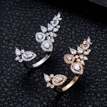 Hot Luxury Charm Flowers Open Rings For Women Bridal Cubic Zircon Dubai Spain Accessories Finger Ring  New Jewelry 2020 2024 - buy cheap