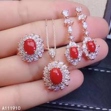 KJJEAXCMY fine jewelry 925 sterling silver inlaid Natural Red Coral Necklace Ring Earring Suit classic Support Detection 2024 - buy cheap