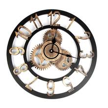 Retro 3D Wall Clock Industrial Style Vintage Clock Steampunk Gear Wall Roman Numeral Horologe European Style Home Decoration 2024 - buy cheap