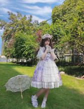 Vestido de palácio princesa doce vestido de lolita vintage laço fofo estampa cardigan vitoriano vestido kawaii menina gótico lolita jsk 2024 - compre barato
