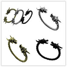 Handmade Viking Dragon Bangles Bracelets Fashion Punk norse pangan viking dragon wolf head amulet bracelet Vintage Jewelry 2024 - buy cheap