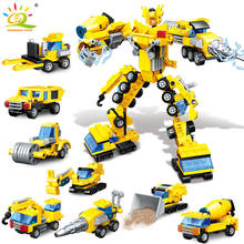 HUIQIBAO 345PCS City Engineering Super Armor Robot Building Blocks Shop Truck Vehicle Car Mecha Bricks Toys For Children 2024 - buy cheap