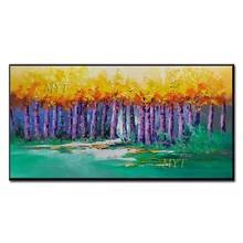 A Forest Was Covered With Yellow Leaves Green Grass Handpainted Wall Art Home Decor Picture  Modern Oil Painting On Canvas 2024 - buy cheap