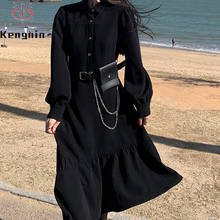 2021 Spring Autumn Women Black Dress Loose Asymmetrical Ladies Vestidos Long Sleeve Female Dresses Oversized Shirts Dresses Robe 2024 - buy cheap