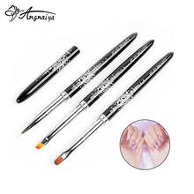 ANGNYA 1Pcs Nail Art Brush Black Crystal Liner Dotting Acrylic Builder Painting Drawing Carving Pen UV Gel 6# Oval Manicure Tool 2024 - buy cheap