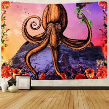 Simsant-tapiz de pulpo Trippy, arte de mariposa de bosque de cuento de hadas, tapices colgantes de pared para sala de estar, decoración del hogar, pancarta 2024 - compra barato