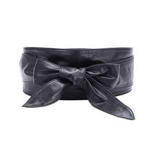 Ladies Wide Belt PU Leather Long Belt Knotted Waistband Wild Tied Rope Wide Belt Double Loop Decorative Women's Skirt Belt 359 2024 - buy cheap