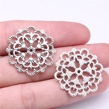 WYSIWYG 10pcs 29x29mm Antique Silver Color Round Flower Motif Charms Pendants Accessories For Jewelry Making Findings DIY 2024 - buy cheap