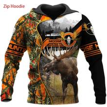 Fashion Autumn Animal Moose Hunting Camouflage Men Women Casual Sportswear 3D Print Unisex Hoodie Zipper Sweatshirt Jacket S-290 2024 - buy cheap