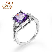Anillos Yuzuk Simple 925 Silver Ring With Square Amthyst Topaz Gemstone Wedding Engagement Ring Finger Jewelry Size 6 7 8 9 10 2024 - buy cheap