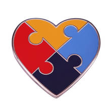 Multi Color Autism Awareness Heart Puzzle badge pin brooch Novelty Support Gift 2024 - buy cheap