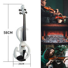Conjunto de violino elétrico 4/4 tamanho completo, branco com bolsa, acessórios para mudança de arco, tom mellow, para iniciantes 2024 - compre barato