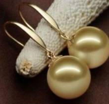 Fashion jewelry Free Shipping  Huge AAA 16mm natural south sea golden shell pearl earrings 2024 - buy cheap