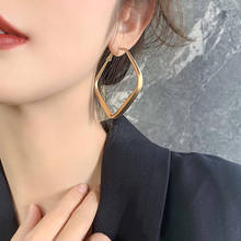 Lifefontier Vintage Geometric Square Hoop Earrings for Women Gold Silver Color Big Hoop Earrings Korean Fashion Jewelry 2021 2024 - buy cheap