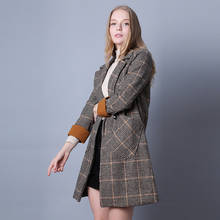 2020 Vintage Autumn Winter Plaid Woolen Coats New Large Size Fashion Loose Hooded Long Coat Women Jackets Female Outerwear 2024 - buy cheap