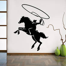 Adesivo de vinil para decoração de parede, caubói de vinil para decoração de quarto de meninos, estilo wild horse z102 2024 - compre barato
