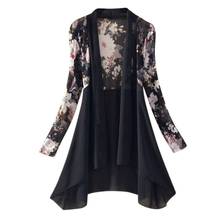 Женская длинная шифоновая блузка, тонкий дышащий солнцезащитный кардиган с цветочным принтом, дамские блузки, куртки 2024 - купить недорого