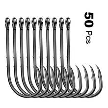 50pcs/lot  Fishing Hook 6#-6/0# Fish Hook Baitholder Black Color Jig Big Hook 92247 Sliced Shank High Carbon Steel Hooks 2024 - buy cheap