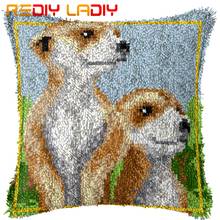 Latch Hook Kits Make Your Own Cushion Two Sloths Pre-Printed Canvas Crochet Pillow Case Latch Hook Cushion Cover Arts & Crafts 2024 - buy cheap