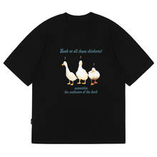 Camiseta streetwear harajuku, camiseta de algodão tamanho grande, estampa de patos engraçados, casual, de manga curta, camisetas, camisetas 2024 - compre barato