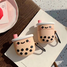 3d dos desenhos animados caso protetor para airpods pro bonito capa de silicone caso para apple airpods 1 2 leite exclusivo chá iogurte com chaveiro 2024 - compre barato