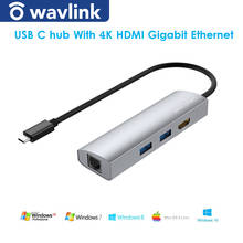 Concentrador de red USB tipo C a HDMI, Compatible con RJ45, Gigabit, Ethernet, 4K @ 60HZ, para MacBook Pro, portátil, divisor USB Wavlink 2024 - compra barato