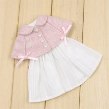 Vestido branco para boneca gelada dbs blyth, roupas com manto rosa para meninas e anime 1/6 bjd ob24 2024 - compre barato