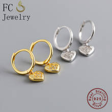 FC Jewelry 925 Silver Small Golden Heart Flower Pendant Cubic Zirconia Hoop Earring For Women Pendientes Boucle 2020 2024 - buy cheap