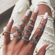 Acessórios góticos anéis de cobra mal olho anel decorações jóias para as mulheres conjunto flor preto knuckles presentes por atacado 14 pçs/sets 2024 - compre barato