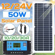 Гибкая солнечная панель 50 Вт/100 Вт с контроллером 10-20 А, 12 В, 24 В, автомобильное зарядное устройство для RV, автомобильный лодочный ЖК-дисплей, ШИМ-контроллер 2024 - купить недорого