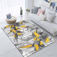 Alfombrilla de microfibra antideslizante para decoración de sala de estar, estera lavable para puerta con estampado 3d de rayas geométricas modernas, gris y amarillo 2024 - compra barato