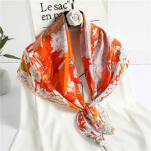 New Fashion Silk Scarf Square Large Neck Shawl Lady Wraps Female Foulard Hijab Scarves Design Print Women Neckerchief Bandana 2024 - buy cheap