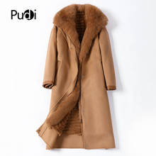 Pudi Women Winter Real Rur Coat Jacket Rex Rabbit Liner Fox Collar Female Ins Hot Lady Overcoat Trench Parka Z19127 2024 - buy cheap